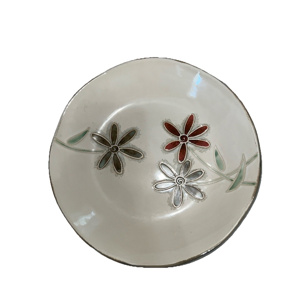 Vintage Pier 1 Petals Stoneware Pasta Serving Bowl Rare Discontinued Beige 13.5"